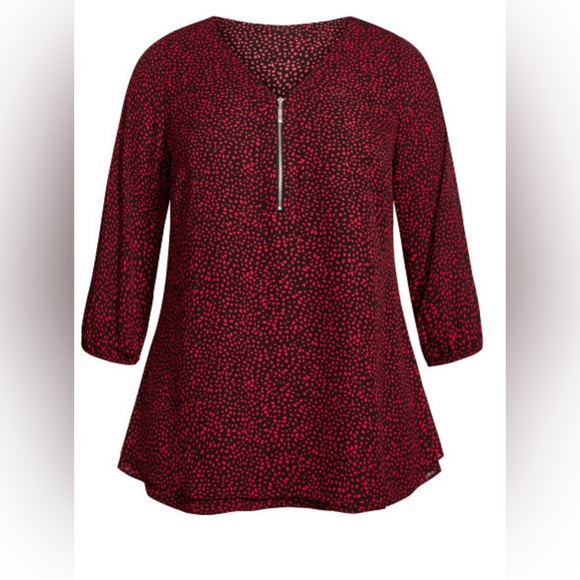 City Chic Meila Red Fleck Top Size 18$ - Picture 4 of 8